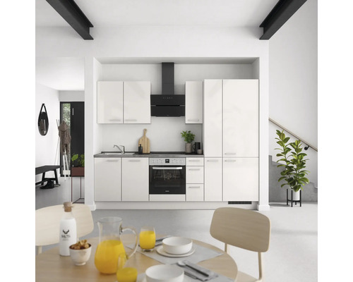 NOBILIA Küchenzeile mit Geräten Urban 270 cm Frontfarbe seidengrau hochglanz Korpusfarbe seidengrau Variante rechts