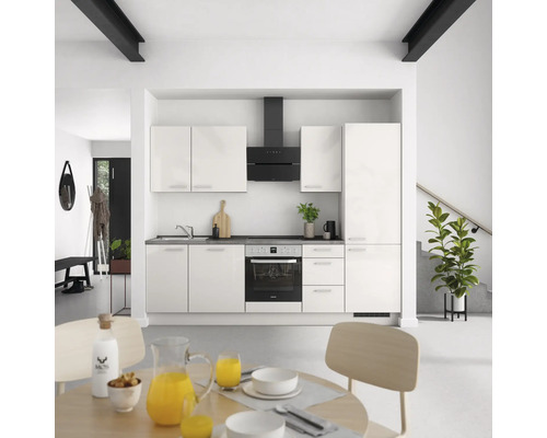 NOBILIA Küchenzeile mit Geräten Urban 270 cm Frontfarbe seidengrau hochglanz Korpusfarbe seidengrau Variante rechts