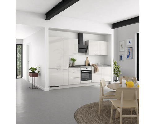 NOBILIA Küchenzeile ohne Geräte Urban 330 cm seidengrau hochglanz vormontiert Variante links 4004539010741 NOBILIA Küchenzeile ohne Geräte Urban 330 cm seidengrau hochglanz vormontiert Variante links 4004539010741