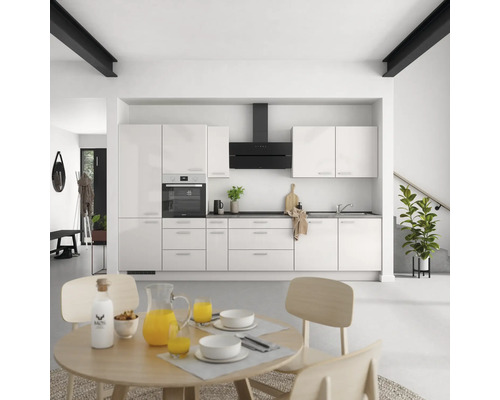 NOBILIA Küchenzeile Urban 360 cm seidengrau hochglanz vormontiert Variante links