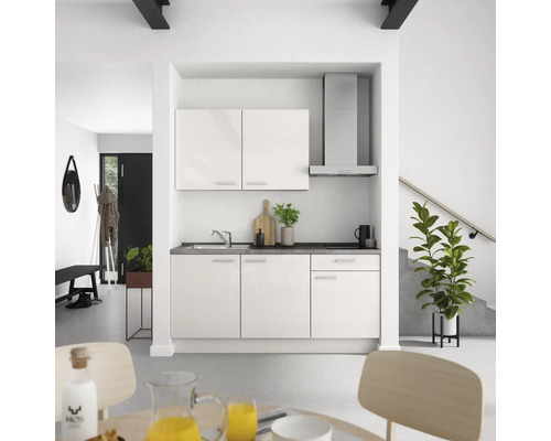 NOBILIA Küchenzeile mit Geräten Urban 180 cm Frontfarbe seidengrau hochglanz Korpusfarbe seidengrau Variante rechts