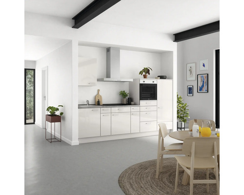 NOBILIA Küchenzeile ohne Geräte Urban 300 cm seidengrau hochglanz vormontiert Variante rechts 4004539010406 NOBILIA Küchenzeile ohne Geräte Urban 300 cm seidengrau hochglanz vormontiert Variante rechts 4004539010406
