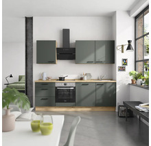 NOBILIA Küchenzeile ohne Geräte Urban 240 cm mineralgrün matt vormontiert Variante links 4004539013940