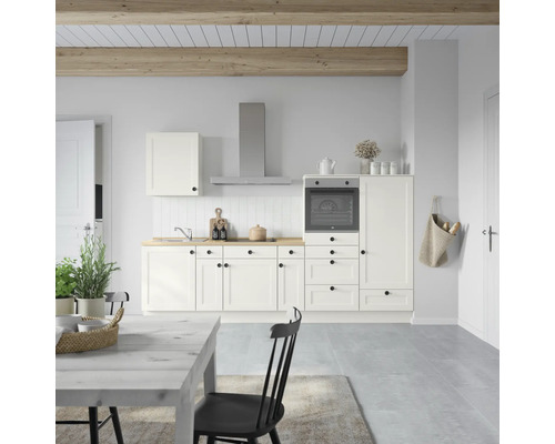 NOBILIA Küchenzeile mit Geräten Urban 300 cm weiß matt vormontiert Variante rechts