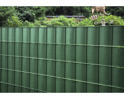 Doppelstabmattenzaun mit Sichtschutzstreifen