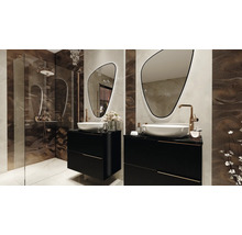Modernes Badezimmer mit Dusche, Waschtischen, Spiegeln und stilvoller Einrichtung