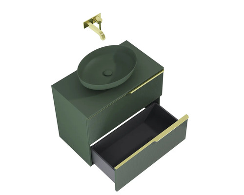 Waschtischkombination mit Aufsatzwaschbecken, Unterschrank mit Schublade und Armatur