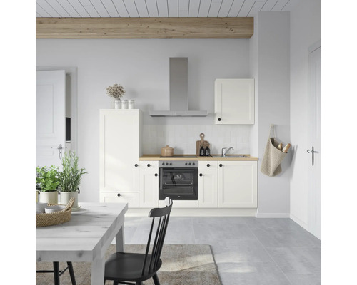 NOBILIA Küchenzeile mit Geräten Urban 240 cm weiß matt vormontiert Variante links