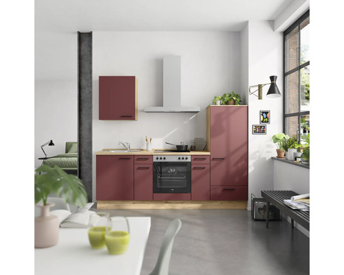 NOBILIA Küchenzeile ohne Geräte Urban 240 cm rostrot matt vormontiert Variante rechts 4004539015920 NOBILIA Küchenzeile ohne Geräte Urban 240 cm rostrot matt vormontiert Variante rechts 4004539015920