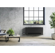 Wohnzimmer mit Heizkörper, Fenster und Dekoration