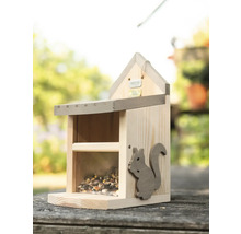 Eichhörnchenfutterhaus aus Holz mit Futter