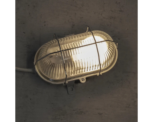 Ovale Feuchtraumleuchte mit Schutzgitter