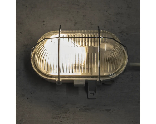 Ovale Wandleuchte mit Schutzgitter
