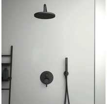Duschsystem mit Kopfbrause, Handbrause und Thermostatarmatur zur Wandmontage