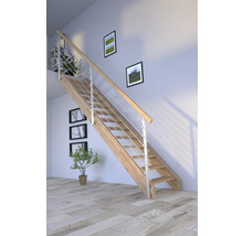Holztreppe mit Edelstahlgeländer im Wohnraum