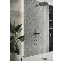 Begehbare Dusche mit Mosaikfliesen und Regenduschkopf