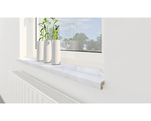 Fensterbank mit Dekor und Zimmerpflanzen auf einem Fensterbrett.