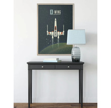Dekorative Szene mit Konsole, Lampe und gerahmtem Star Wars X-Wing-Poster