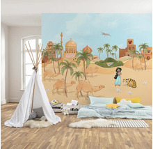 Kinderzimmer mit Wüstentapete, Tipi und Bett