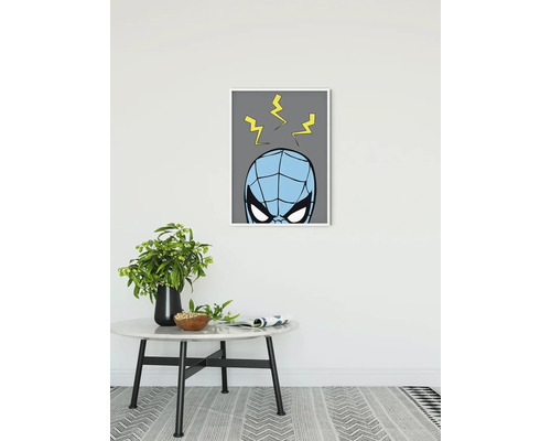 Gerahmtes Poster mit Comicmotiv eines Superhelden