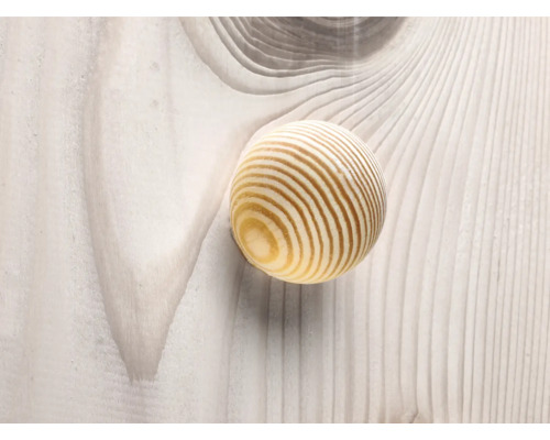 Runder Möbelknopf aus Holz auf einem Holzhintergrund