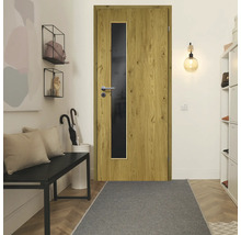 ZT Eiche Rustic Furnier Aufrecht 61x198,5 DIN Rechts MODERN 07 Glas Dunkelgrau