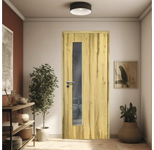 ZT Balkeneiche Furnier Aufrecht 86x198,5 DIN Rechts MODERN 07 Glas Graphit