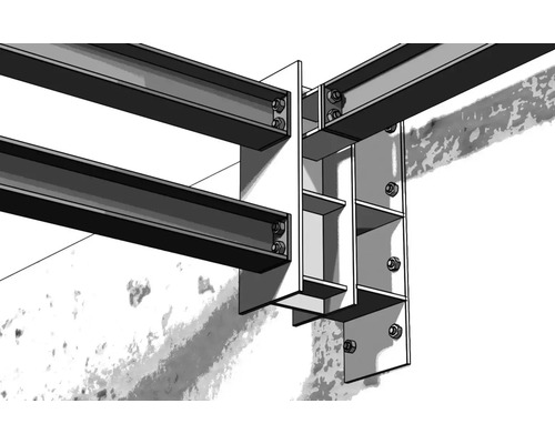 Stahlträger Konstruktion mit Bolzenbefestigung