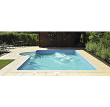 Poolumrandung Beckenrandstein Bergerac Element mit Innenrundung für Radius 150 cm Champagne 50 cm x 31 cm x 3,2 cm