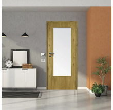 ZT Eiche Rustic Furnier Aufrecht 98,5x198,5 DIN Rechts MODERN 08 Glas Satiniert