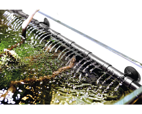 Aquarium mit Durchlaufrohr für Oberflächenbewegung und Sauerstoffzufuhr