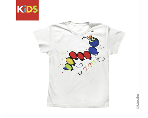 Weißes T-Shirt mit Raupenmotiv für Kinder