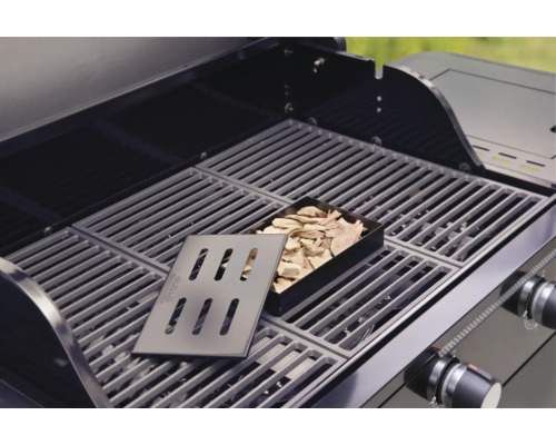 Grill mit Räucherbox, Räucherchips und Deckel