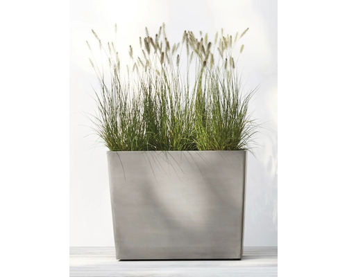 Rechteckiger Pflanzkübel mit Ziergras