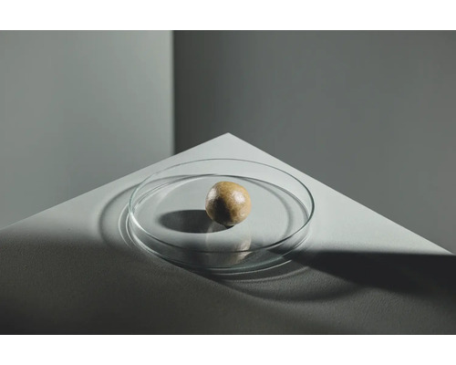 Bodenprobenkugel in Glasschale