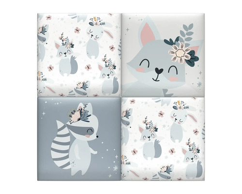 Vier dekorative Wandpaneele mit Waldtier Motiven