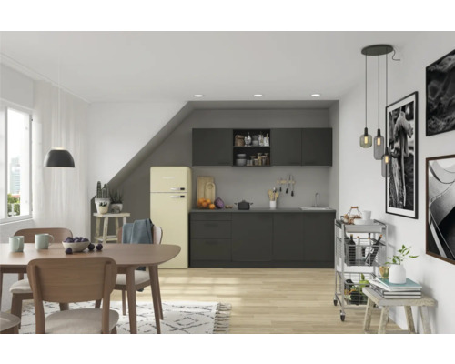 Optifit Küchenzeile mit Geräten Madrid420 210 cm anthrazit matt zerlegt Variante reversibel