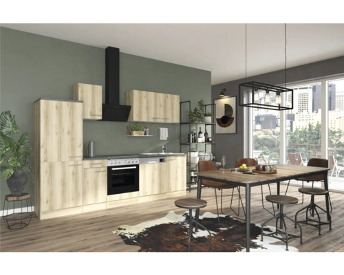 Optifit Küchenzeile mit Geräten Livorno290 270 cm wildeiche matt strukturiert zerlegt Variante reversibel