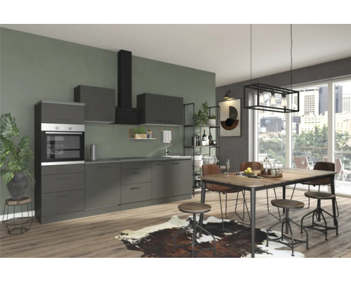Optifit Küchenzeile mit Geräten Madrid420 270 cm anthrazit matt zerlegt Variante reversibel