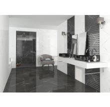 Steinzeug Wand- und Bodenfliese Davos black 60 x 60 x 0,9 cm glänzend