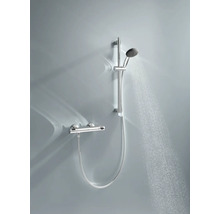 Aufputz Duscharmatur mit Brausestange und laufendem Wasser