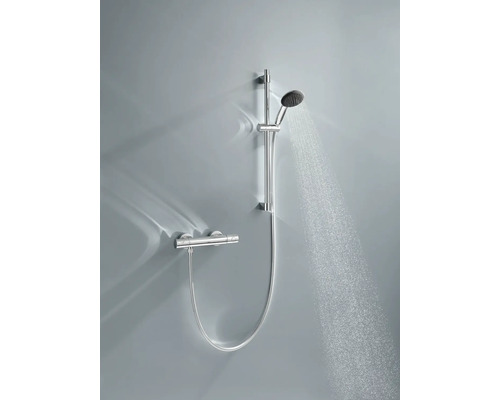 Duscharmatur mit Handbrause, Brausestange und Thermostat