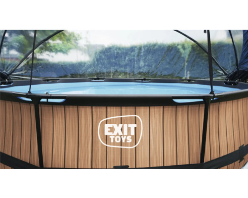 Aufstellpool mit Überdachung und Exit Toys Logo