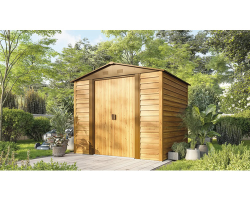 Holzgartenhaus mit Doppeltür im Garten