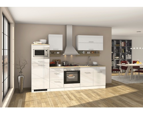 Held Möbel Küchenzeile mit Geräten Mailand 270 cm Frontfarbe weiß matt Korpusfarbe weiß zerlegt