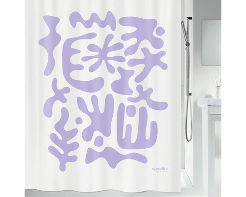 Duschvorhang spirella DOLLY Textil 180 x 200 cm lila weiß 10.22625