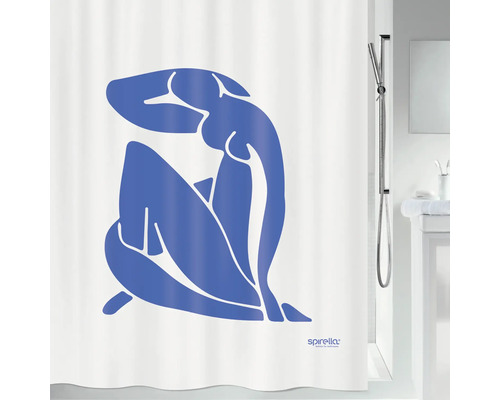 Duschvorhang spirella THALIA Textil 180 x 200 cm blau weiß 10.22624