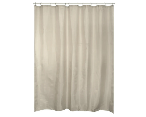 Duschvorhang aus Stoff mit Haken an einer Duschstange