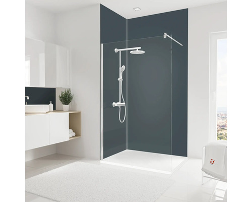 Duschrückwand Set SCHULTE DecoDesign Farbe anthrazit 255 x 120 cm D1900916 677 Modernes Badezimmer mit Duschkabine, Dusche und Waschtisch