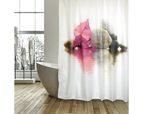 Duschvorhang MSV BORNEO Textil 180 x 200 cm pink rosa weiß 149501